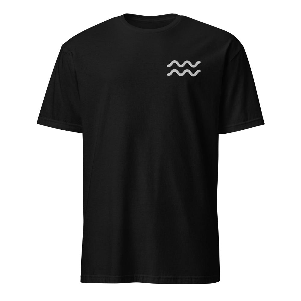 Aquarius Zodiac Embroidered TShirt - Black Color - https://ascensionemporium.net